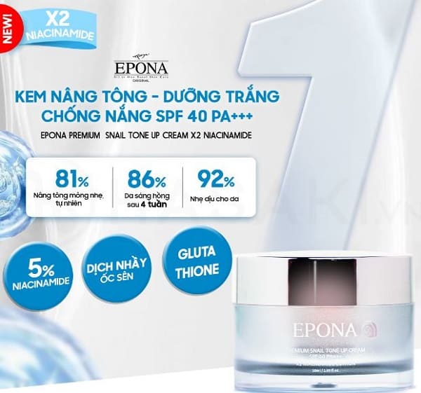 Kem dưỡng Epona Premium Snail Tone Up Cream SPF 40/ PA+++